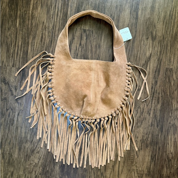 Free People Tan Suede Fringe Hobo Bag - Picture 11 of 16